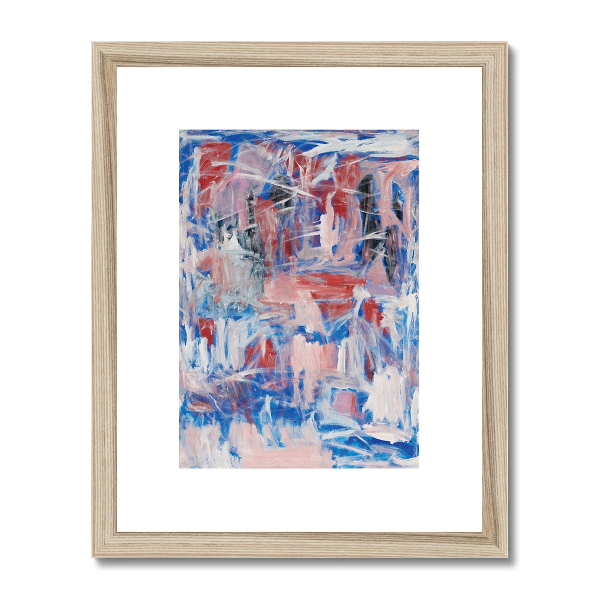 Framed & Mounted Print - Untitled Abstract Pink/Blue