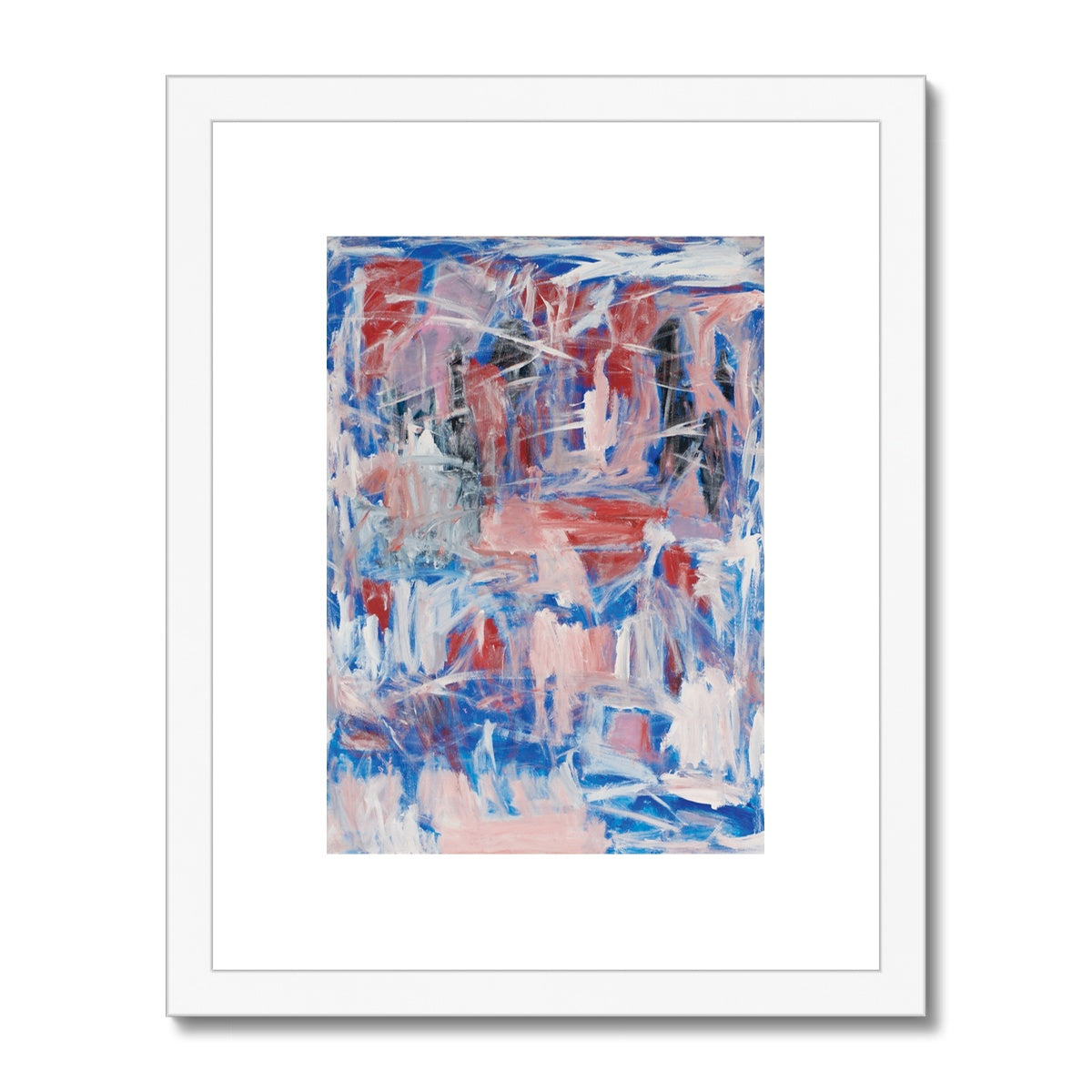 Framed & Mounted Print - Untitled Abstract Pink/Blue