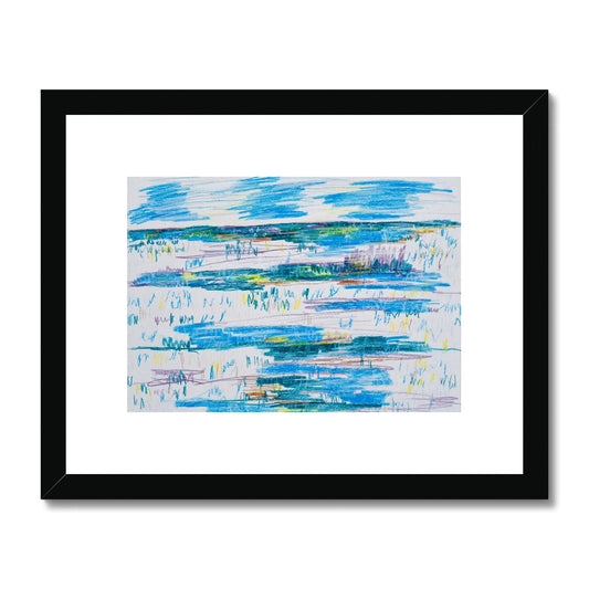 Framed & Mounted Print - Blue/White Landscape