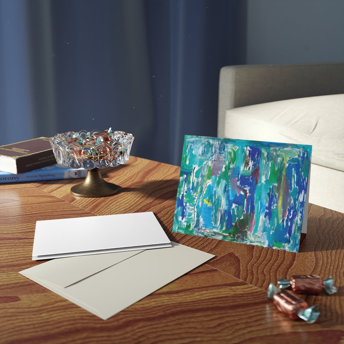 Untitled Blue/Green 2 - Greeting cards (8 pcs)