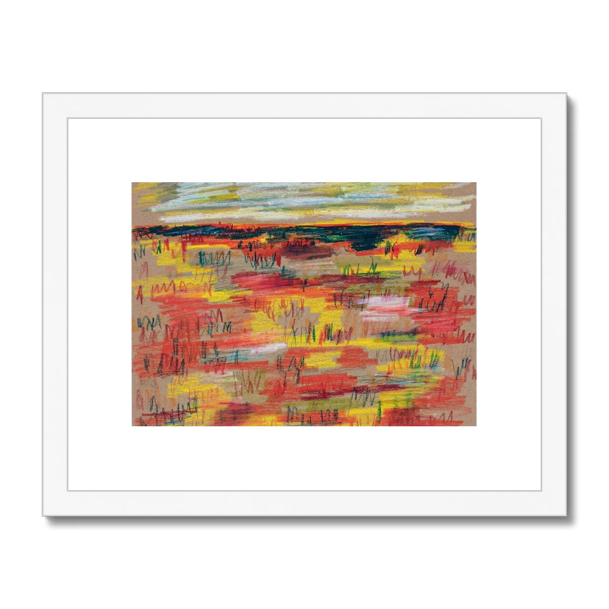 Framed & Mounted Print - Untitled Landscape in Red