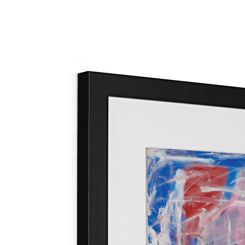 Framed & Mounted Print - Untitled Abstract Pink/Blue