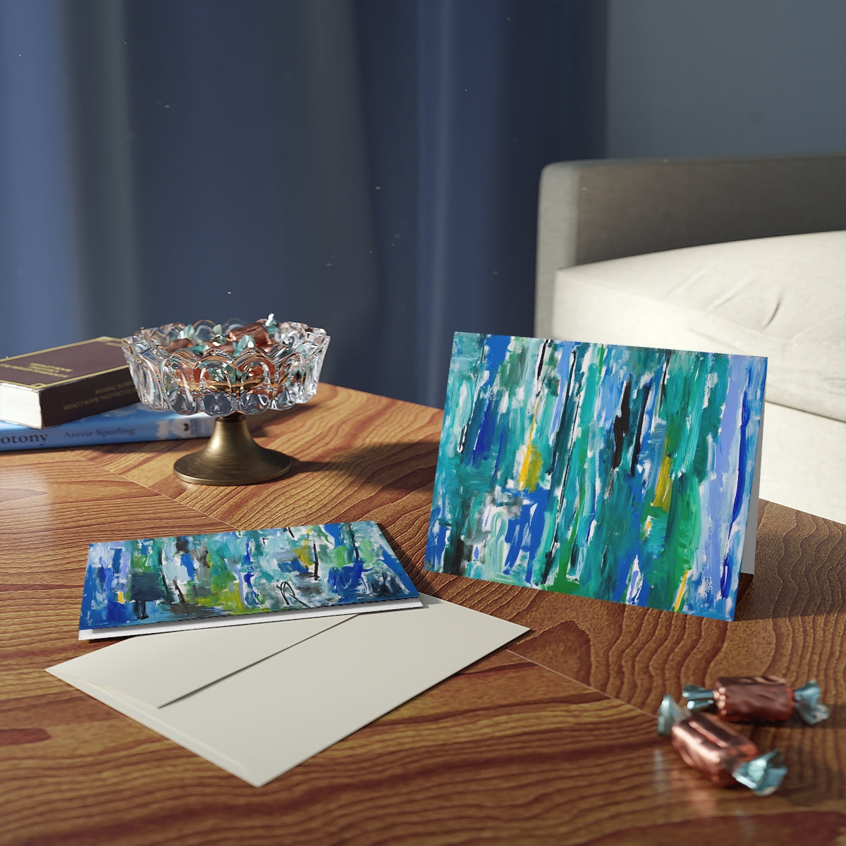 Untitled Blue/Green Landscape - Greeting cards (8 pcs)