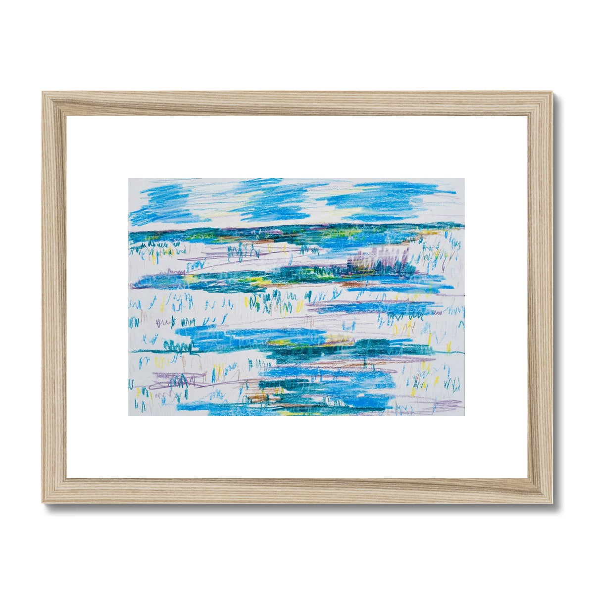 Framed & Mounted Print - Blue/White Landscape