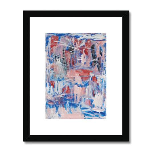 Framed & Mounted Print - Untitled Abstract Pink/Blue